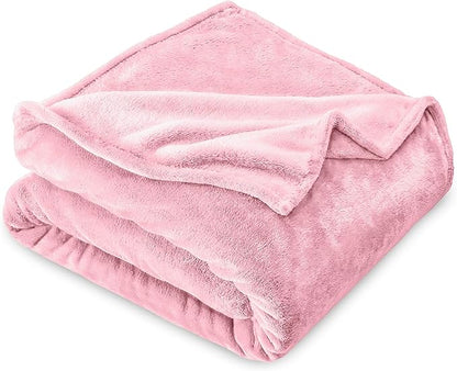 Bare Home Fleece Blanket - Kid Size - Ultra-Soft Lightweight for Bed, Sofa, and Couch - Luxury Microplush - Cozy Warm Blanket (Kid, Light Pink)