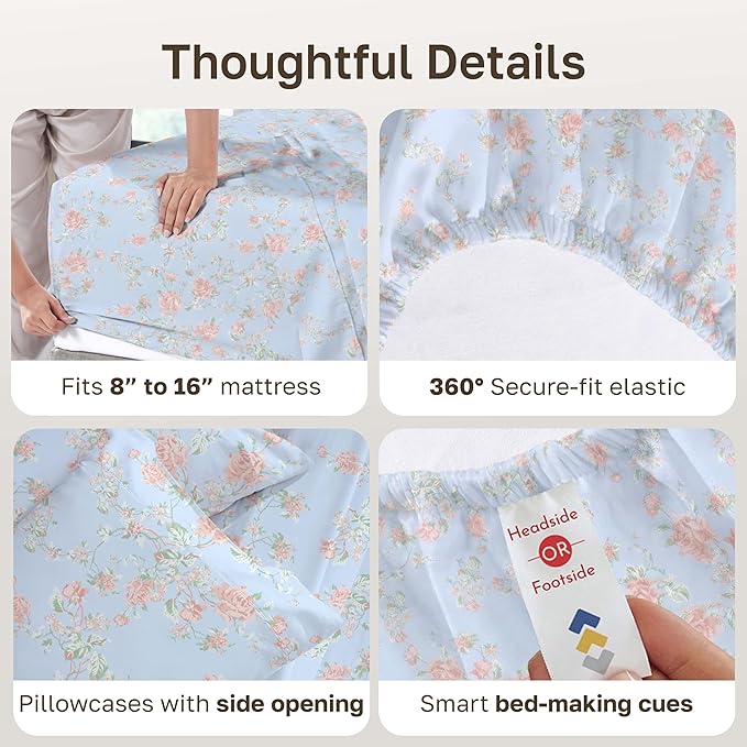 California Design Den California King Sheet Sets - 400 Thread Count Sateen, Natural 100% Cotton Sheets Set Deep Pocket and Durable Bedding - Antique Rose