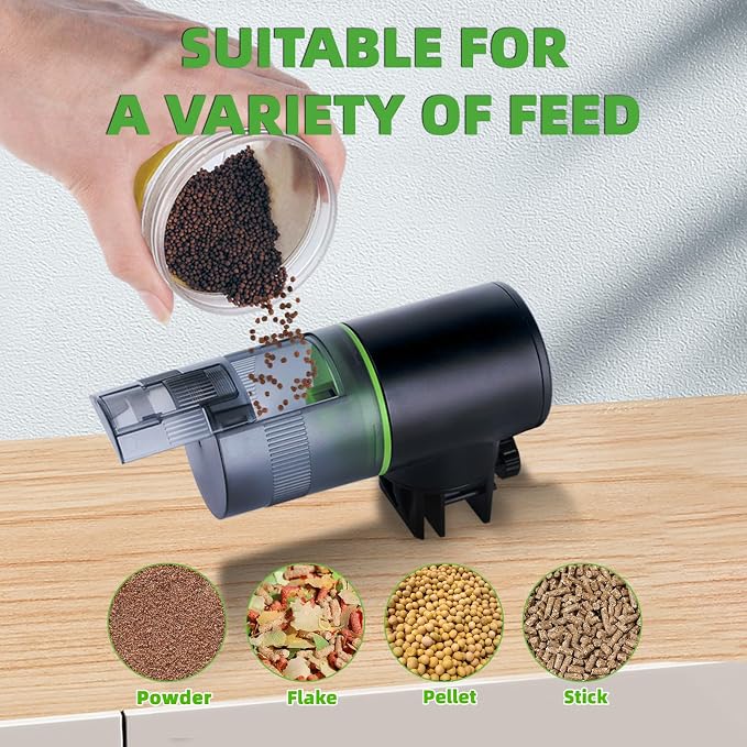 FREESEA Automatic Fish Feeder for Aquarium: 200ml Vacation Dispenser | USB Rechargeable Vacation Food Dispenser with Timer for Betta Turtle Tank