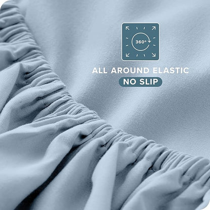 Bare Home Full Sheet Set - 1800 Ultra-Soft Microfiber Full Bed Sheets - Double Brushed - Deep Pockets - Easy Fit - 4 Piece Set - Bedding Sheets & Pillowcases (Full, Dusty Blue)
