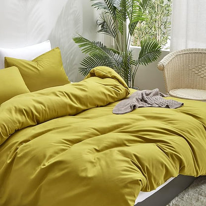 Luxlovery Chartreuse Comforter Set - King Size Moss Green Bedding Set - Breathable Modern Solid Green Soft Blanket Quilts 3 Piece Set