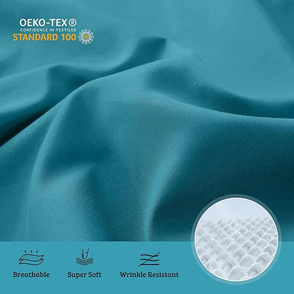 YIYEA Body Pillow Cover Set of 2, Ultra Soft 1800TC Hotel Quality Double Brushed Microfiber Body Pillow Pillowcases, Envelope Closure, Fade Resistant (20"x54", Teal)