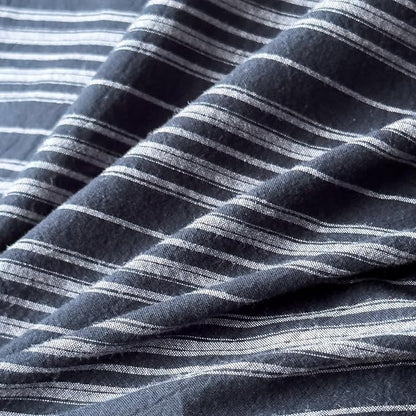 VM VOUGEMARKET Blue White Stripe Duvet Cover Set – Soft Washed Cotton,Modern Neutral Ticking Pinstripe Minimalist, 3 Pieces,Navy Blue,Queen Size