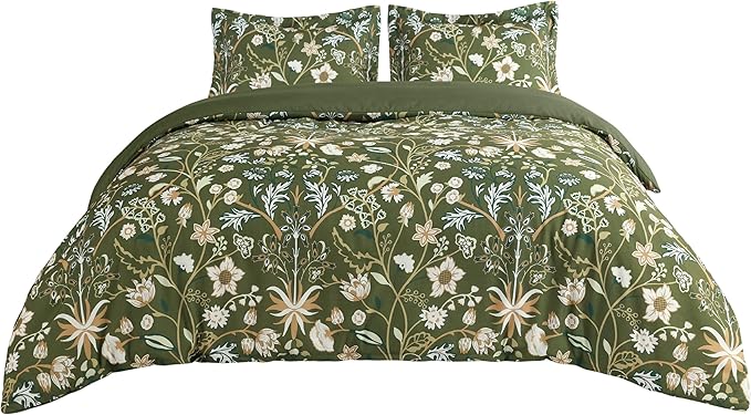 Bedsure Duvet Cover King Size - Vintage Botanicals Duvet Cover Set with Zipper Closure, 3 Pieces Boa Bedding Set with 8 Corner Ties and 2 Pillow Shams 20"x36"