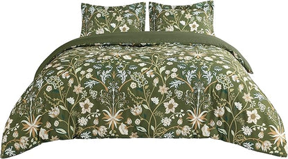 Bedsure Duvet Cover Queen Size - Vintage Botanicals Duvet Cover Set with Zipper Closure, 3 Pieces Boa Bedding Set with 8 Corner Ties and 2 Pillow Shams 20"x26"