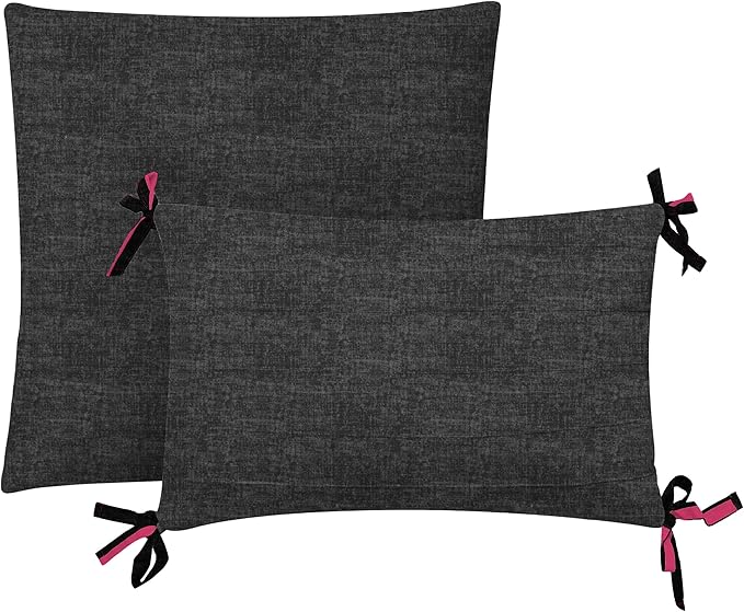 Juicy Couture Cabana Stripe Reversible Bedding Set - Twin/Twin XL Size - Black and Hot Pink Stripe Print - 5 Piece Set - Includes 1 66" x 90" Comforter, 3 Decorative Pillows, 1 Sham