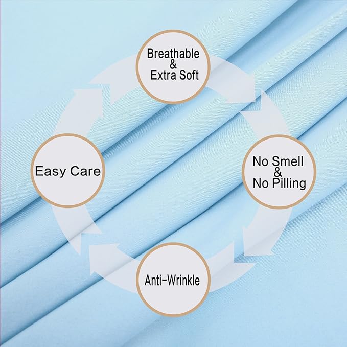 4 Piece Bed Sheet Set (Queen,Baby Blue) 1 Flat Sheet,1 Fitted Sheet and 2 Pillow Cases,Brushed Microfiber Luxury Bedding with Deep Pockets