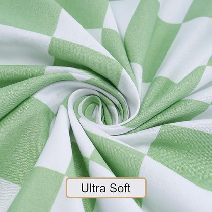 Best Season Queen Size Sheet Set 4 Piece -Microfiber Soft Durable Bedding Sheet Set,Deep Pocket,Stain,Fade & Wrinkle Resistant (Plaid Green&White)