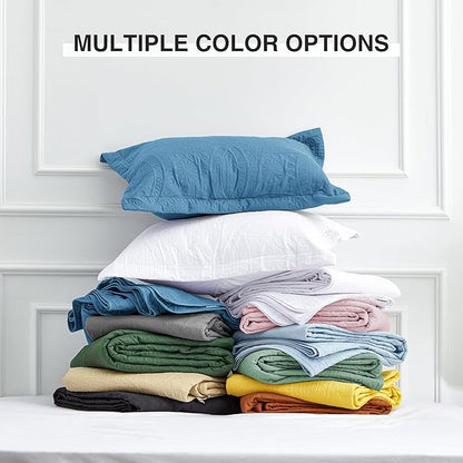 Love's cabin Oversized King Size Quilt Bedding Set Misty Blue Bedspreads - Oversized King Lightweight Bedspread Comforter - Coin Pattern Coverlet for All Season - 3 Pieces (1 Quilt, 2 Pillow Shams)