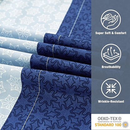 JSD Striped Sheet Set Twin Size, 3 Piece Soft Printed Microfiber Sheet Set Extra Deep Pocket