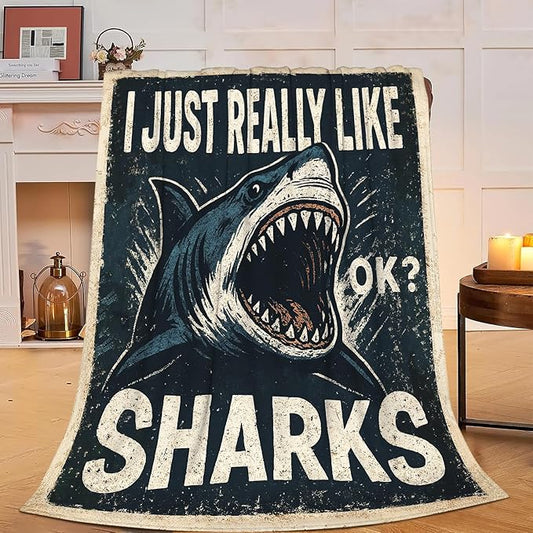 Shark Blanket Super Soft Warm Fluffy Fleece Flannel Sea Animal Throw Blanket Cozy Fuzzy Plush Stuff Bedding Blankets Gifts for Women Kids Boys Girls Adults 60"X50"