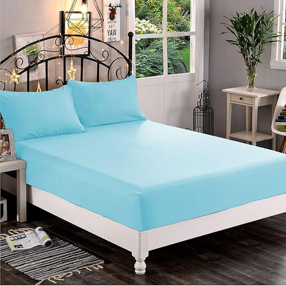 Elegant Comfort 1500 Premium Hotel Quality 1-Piece Fitted Sheet, Softest Quality Microfiber - Deep Pocket up to 16 inch, Wrinkle and Fade Resistant, Queen, Aqua Blue