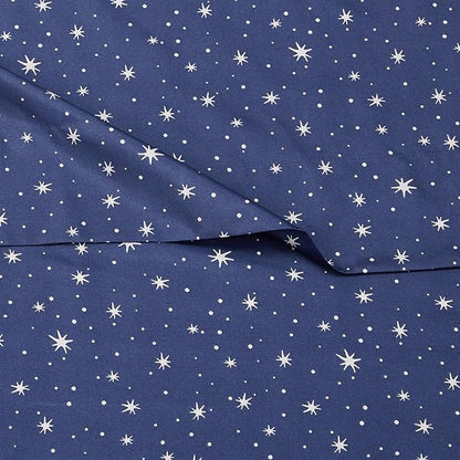 Amazon Basics Kid's Soft Easy-Wash Lightweight Microfiber 3-Piece Sheet Set, Toddler, Navy Galaxy