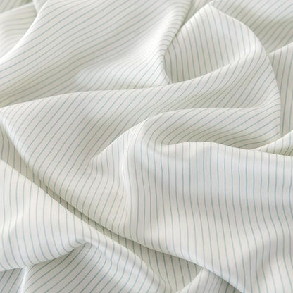 Bella Coterie Luxury Bamboo Viscose Queen Size Sheet Set | 100% Organically Grown | Ultra Soft | Cooling for Hot Sleepers | 18" Deep Pocket [Striped Coastal Blue]