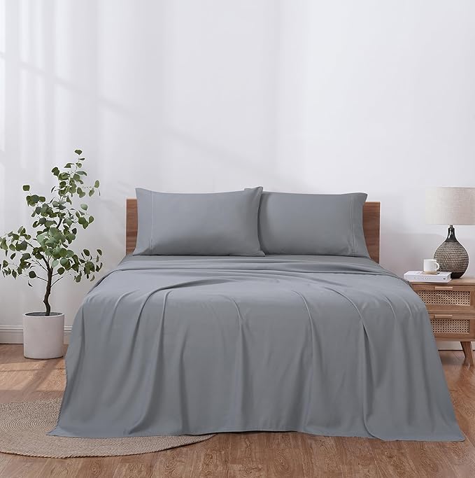 Modern Threads Soft Microfiber Solid Sheets - Luxurious Microfiber Bed Sheets - Includes Flat Sheet, Fitted Sheet with Deep Pockets, & Pillowcases Stone Full