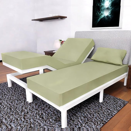 Split Queen Sheets - 5 Pcs Set for Adjustable Bed - Soft, Wrinkle-Resistant (Sage)