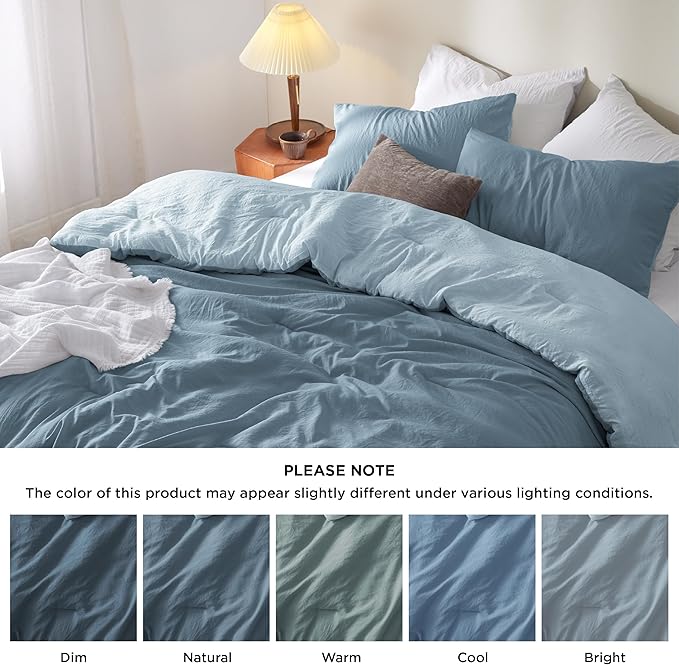 Bedsure Full Comforter Set, Mineral Blue Soft Prewashed Bedding for All Seasons, 3 Pieces GentleSoft™ Bed Set, 1 Lightweight Comforter (82"x86") and 2 Pillowcases (20"x26")