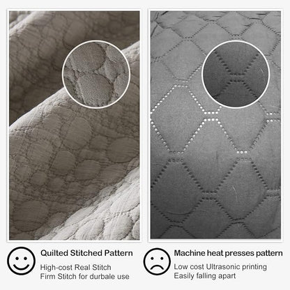 Oversized King Quilt Set, Beige California King Quilt Classic Geometric Spots Stitched Pattern, Stone-Washed Microfiber Ultra Soft Lightweight Quilted Bedspread Cal King for All Season, 3 Pieces
