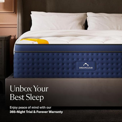 DreamCloud Premier Rest 14" Queen Mattress - Luxury Hybrid Memory Foam - 365 Night Trial - Premium Pressure-Relieving Layers - Forever Warranty - Mattress in a Box - Medium-Firm