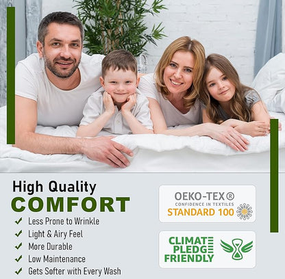 RUVANTI 100% Cotton Sheets – Twin Size Percale Bedding, Cooling & Breathable, Durable with a Crisp, Soft & Comfortable Feel, 16" Deep Pocket, 3-Piece Set, Bright White