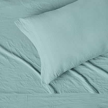 Amazon Basics Twin XL Bed Sheet, 3-Piece Bedding Set, Double Brushed Microfiber, Ultra Soft, Easy Care, Blue
