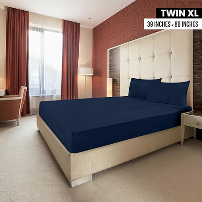 Utopia Bedding Twin XL Fitted Sheets - Bulk Pack of 2 Bottom Sheets - Soft Brushed Microfiber - Deep Pockets - Shrinkage & Fade Resistant - Easy Care (Twin XL, Navy)