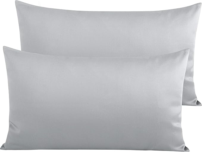 NTBAY Egyptian Cotton King Pillowcases - Set of 2, 500 Thread Count Cotton Pillowcases - Soft and Breathable Envelope Closure Pillow Cases - 20x36 Pillow Covers for Bed, Light Grey