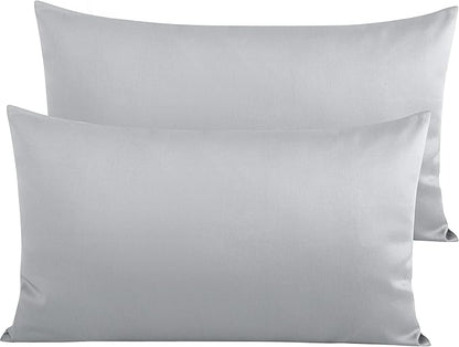 NTBAY Egyptian Cotton King Pillowcases - Set of 2, 500 Thread Count Cotton Pillowcases - Soft and Breathable Envelope Closure Pillow Cases - 20x36 Pillow Covers for Bed, Light Grey