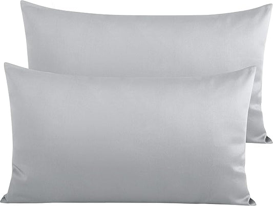 NTBAY Egyptian Cotton King Pillowcases - Set of 2, 500 Thread Count Cotton Pillowcases - Soft and Breathable Envelope Closure Pillow Cases - 20x36 Pillow Covers for Bed, Light Grey