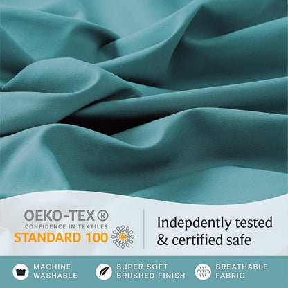 LuxClub 4 PC California King Sheet Set, Breathable Luxury Bed Sheets, Deep Pockets 18" Wrinkle Free Cooling Sheets Machine Washable Hotel Bedding Silky Soft - Teal Cal King