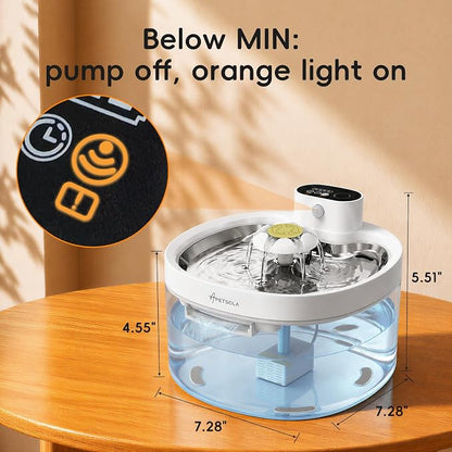 Wireless Cat Water Fountain 95fl-oz/2.8L Cat Fountain,Stainless Steel Tray,Rechargeable Pet Drinking Fountains for Cats and Dogs(Cat Fountain+3 Filters)