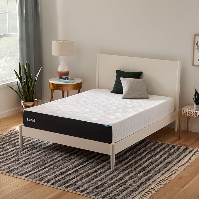 Lucid 10 Inch Memory Foam Mattress - Plush Feel - Infused with Refreshing Bamboo Charcoal and Cooling Gel - Bed in a Box - Temperature Regulating - Pressure Relief - Breathable - Twin XL Size