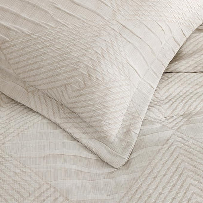 MaiRêve Full Size Comforter Set Beige, Crinkle Textured Design Boho Bedding Set 7 Pieces Bed in A Bag, All Season Geometric Comforter Set with Sheets, Pillowcases & Shams