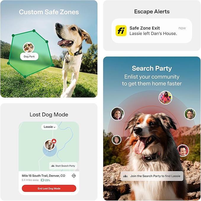 Fi Series 3+ GPS + Health Dog Collar, Yellow, X-Large, 12-Month Membership | Smart GPS dog collar with live tracking, health & behavior, Escape Alerts, LED light. Waterproof and Apple Watch compatible.