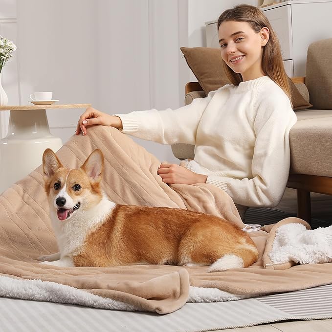 Heating Blankets Heated Throw 50''X60'' - Electric Throw with 5 Heating Level & 4 Hour Auto Off, Ultra Soft, Machine Washable & Overheating Protection, House Warming Gifts(Beige)