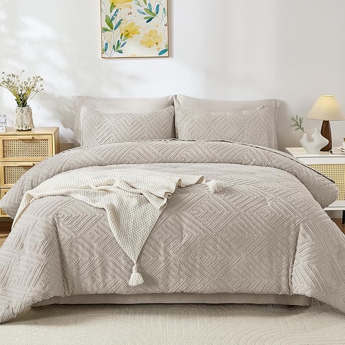 Andency California King Comforter Set Linen - 7 Pieces Bed in a Bag Cal King Bedding Comforter Sets, Tufted Lightweight Fluffy Bed Set with Comforter, Sheets, Pillowcases & Shams
