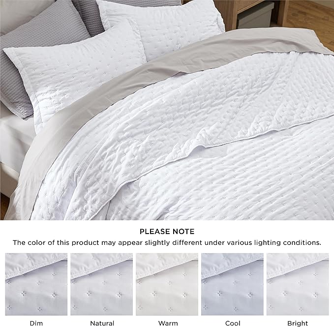 Bedsure California King Quilt - Bright White Bedspread California King Size & Lightweight Comforter, Modern Coverlet with Clover Pattern, Ultra Soft All-Season Bedding, 111x106 Inches | Stitch-Free Quilting, Ultra Soft, Lightweight, Machine Washable, P...