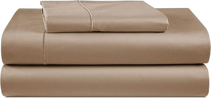 LANE LINEN Luxury 100% Egyptian Cotton Extra Long Twin Sheets for Hospital Bed, Eo Friendly Oeko-Tex Certified No Pill Fade Resistant Machine Washable Cotton Bed Sheet -Taupe
