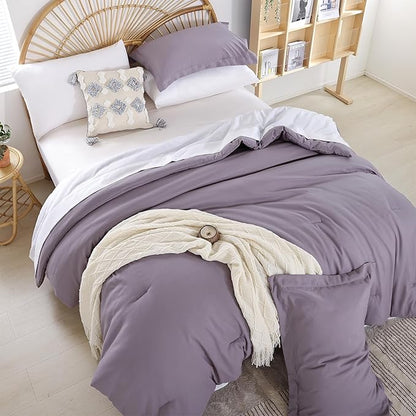 weigelia Twin Comforter Set 5 Pieces Dusty Purple Comforter Set Soft Twin Bed Set Twin Bedding Set for Girls with Comforters, Flat & Fitted Sheets, Pillowcases & Shams
