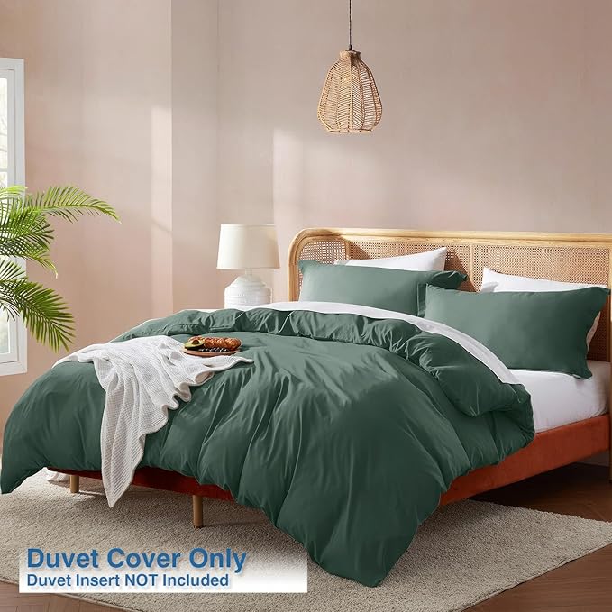 Nestl Twin Duvet Cover Set - Soft Double Brushed Forest Green Duvet Cover Twin XL, 2 Piece, with Button Closure, 1 Duvet Cover 68x90 inches and 1 Pillow Sham