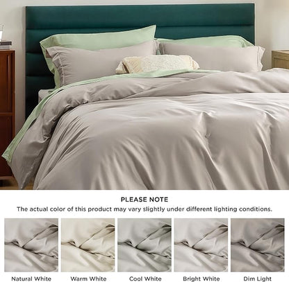 Bedsure Cooling Duvet Cover King Size - Moisture Wicking and Silky Eucalyptus Lyocell Cotton Hybrid Comforter Cover Set for Hot Sleeper - Buttery Soft and Breathable, Cooling Bedding Set, Sand