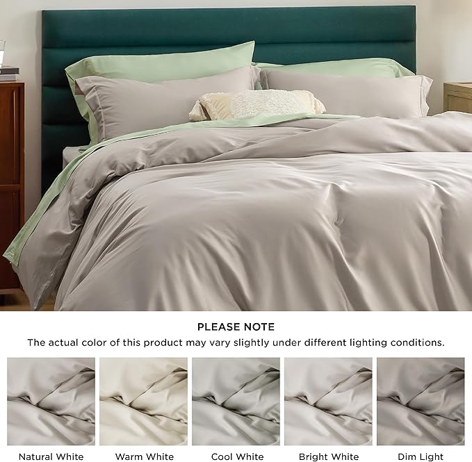 Bedsure Cooling Duvet Cover Queen Size - Moisture Wicking and Silky Eucalyptus Lyocell Cotton Hybrid Comforter Cover Set for Hot Sleeper - Buttery Soft and Breathable, Cooling Bedding Set, Sand