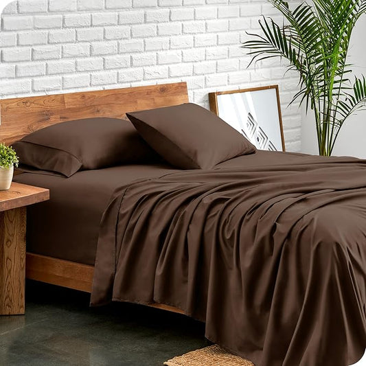 Bare Home Full XL Sheet Set - 1800 Ultra-Soft Microfiber Full Extra Long Bed Sheets - Double Brushed - Deep Pockets - Easy Fit - 4 Piece Set - Bedding Sheets & Pillowcases (Full XL, Cocoa)