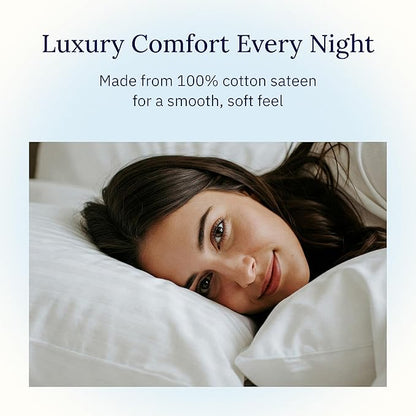 California Design Den King Pillow Cases Set of 2 Cotton - 400 Thread Count Sateen, Natural 100% Cotton King Pillowcases, Soft, Roomy and Breathable - Silver