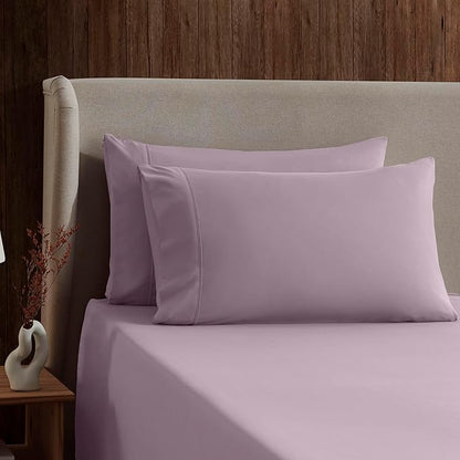 Nestl Split King Sheet Set - 1800 Ultra-Soft Microfiber Bed Sheets - Double Brushed - Deep Pockets - Easy Fit - 5 Piece Set - Bed Sheets & Pillowcases (Split King, Dusty Purple)