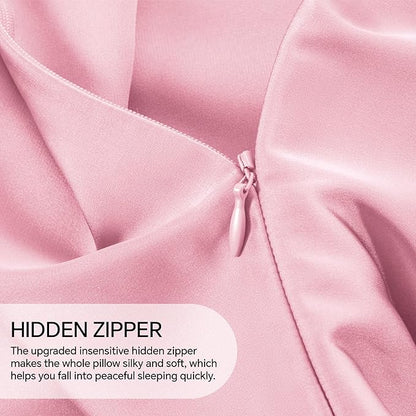 INFIIXSO Mulberry Silk Pillowcase for Hair and Skin, Silk Pillow Cases Standard Size with Hidden Zipper 20x26 Inches, Extraordinary Smooth and Soft Cooling Pillow Cases for Hot Sleepers(Pink, 1 Pack)
