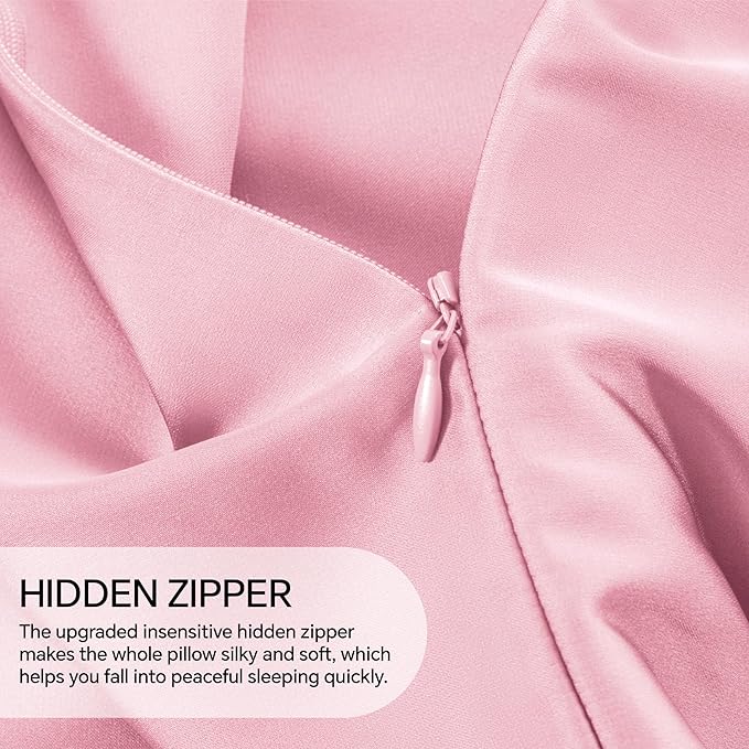 INFIIXSO Mulberry Silk Pillow Case King Size, Silk Pillowcase with Hidden Zipper 20"x36", Extraordinary Smooth and Soft Pillow Cases for Hair and Skin(Pink, 1 Pack)