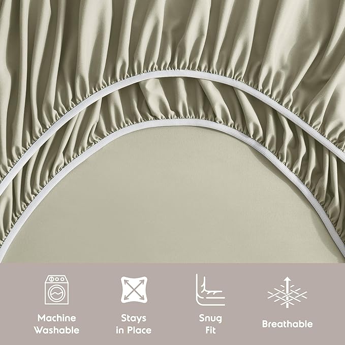 Nestl Short Queen Sheet Set - 1800 Ultra-Soft Microfiber - Double Brushed - Deep Pockets - Easy Fit - 4 Piece Set - Bed Sheets (Short Queen, Light Green)