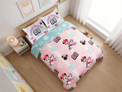 Northwest Disney Minnie Mouse Full Size Comforter Set, 5 Piece Reversible Design Ultra Soft Fade Resistant Microfiber Kids Bedding Set, Officially Licensed