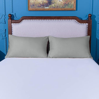 NTBAY King Pillowcase Set - 2 Pack Brushed Microfiber 20x36 Pillowcases - Soft, Wrinkle-Free, Fade-Resistant, Stain-Resistant, Smoke Grey Pillowcases with Envelope Closure - 20x36 Inches, Smoke Grey